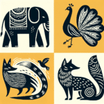Simple Linocut Animal Prints