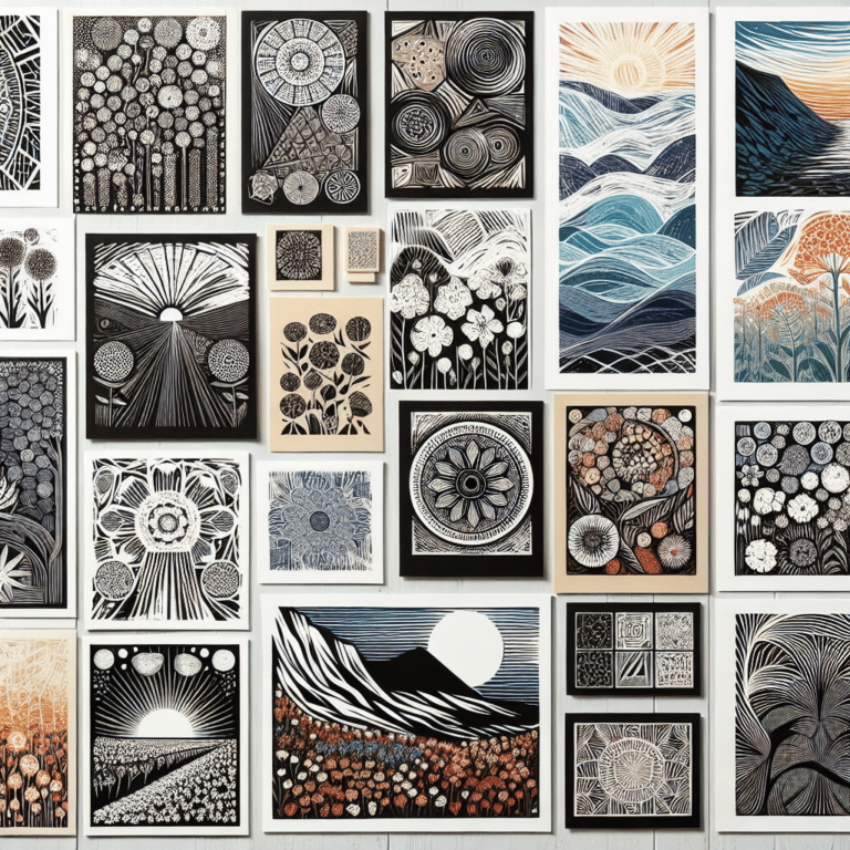 Themed Linocut Prints for Home Decor